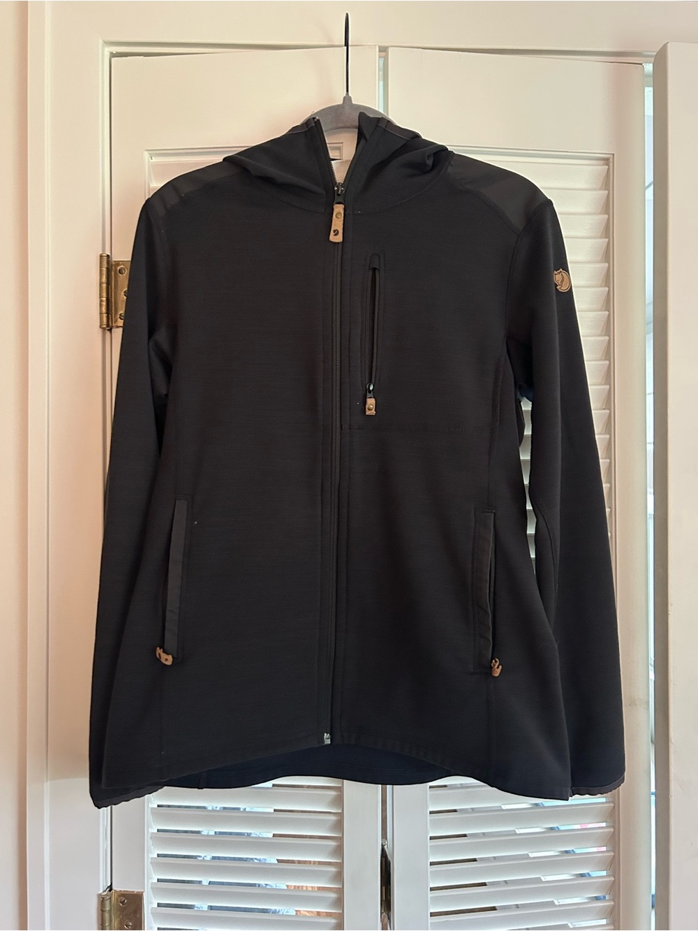 Fjallraven Keb Fleece Hoodie Women’s Large Black Full Zip Moisture Wicking Mid